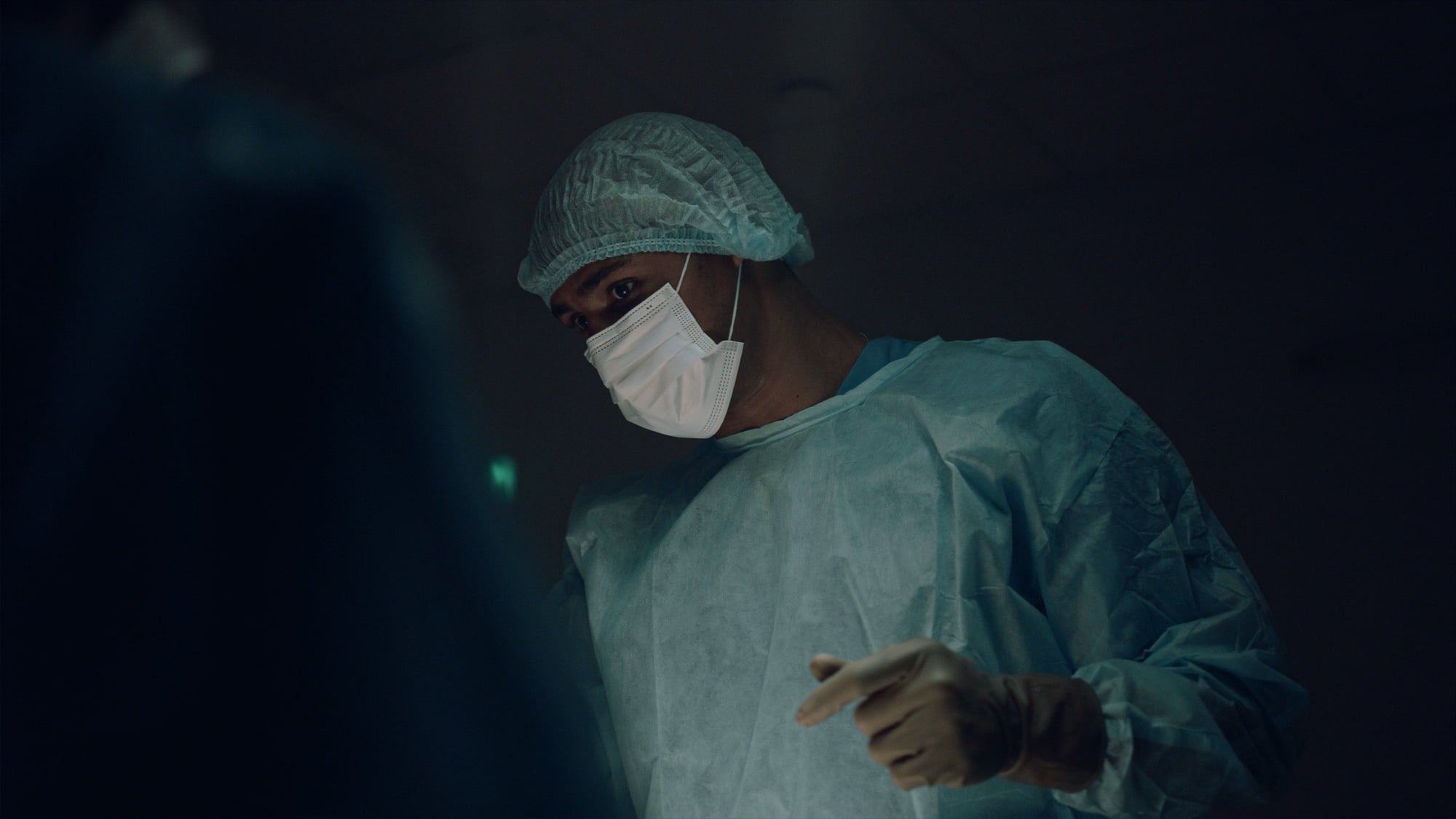 Surgeon focused during a precision operation